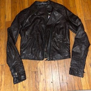 Faux brown leather jacket